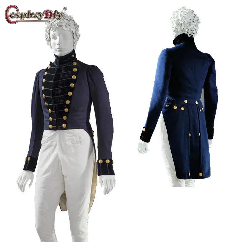 

Cosplaydiy Bridgerton Regency Uniform Jacket Costume Victorian Mens Top Coat Men's Colonial Tailcoat British Regency Costume