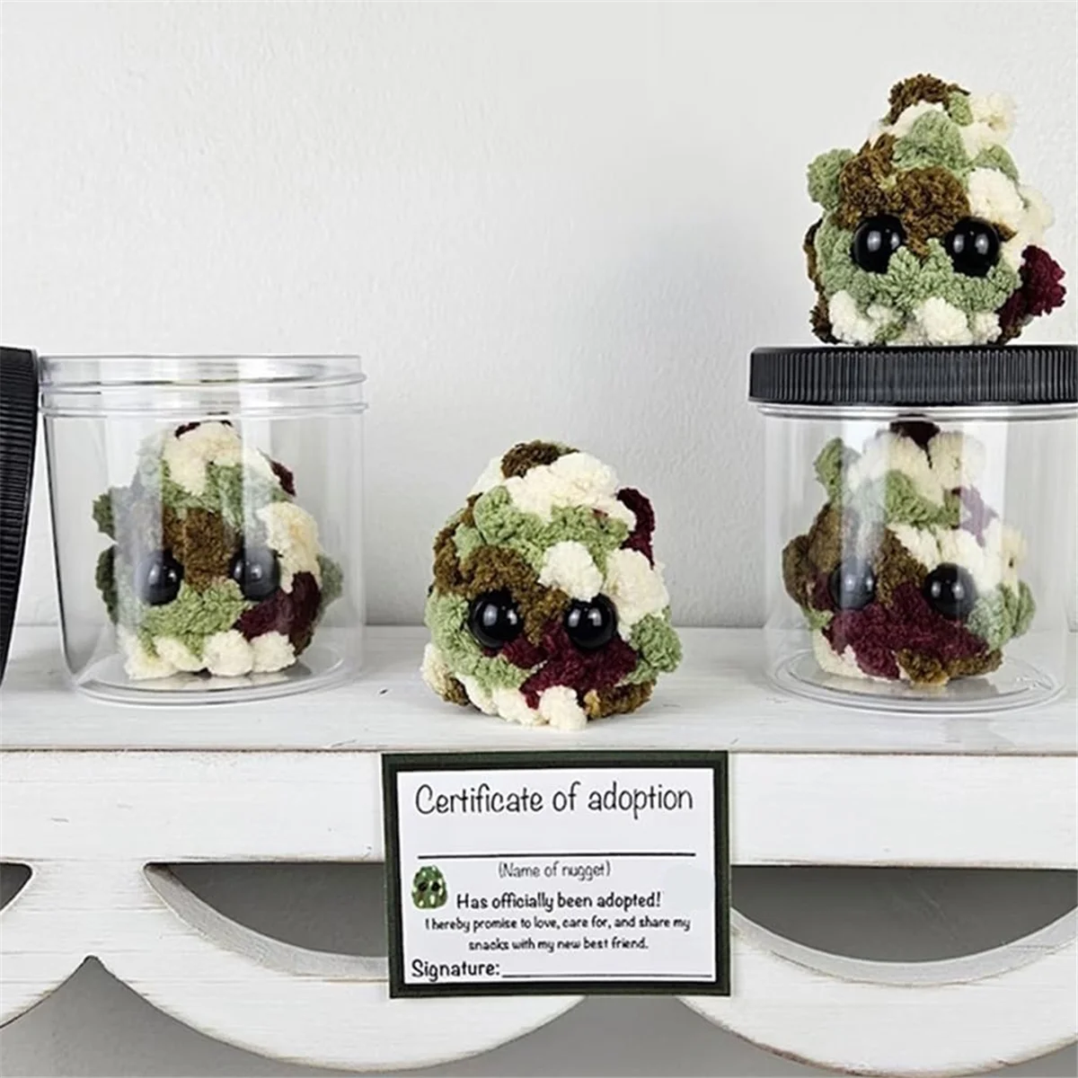 New Adopt A Weed Nugget Plushie in A Jar Handmade Plush Stuffed Toys,Little Weed Nugget Plushie with Cards