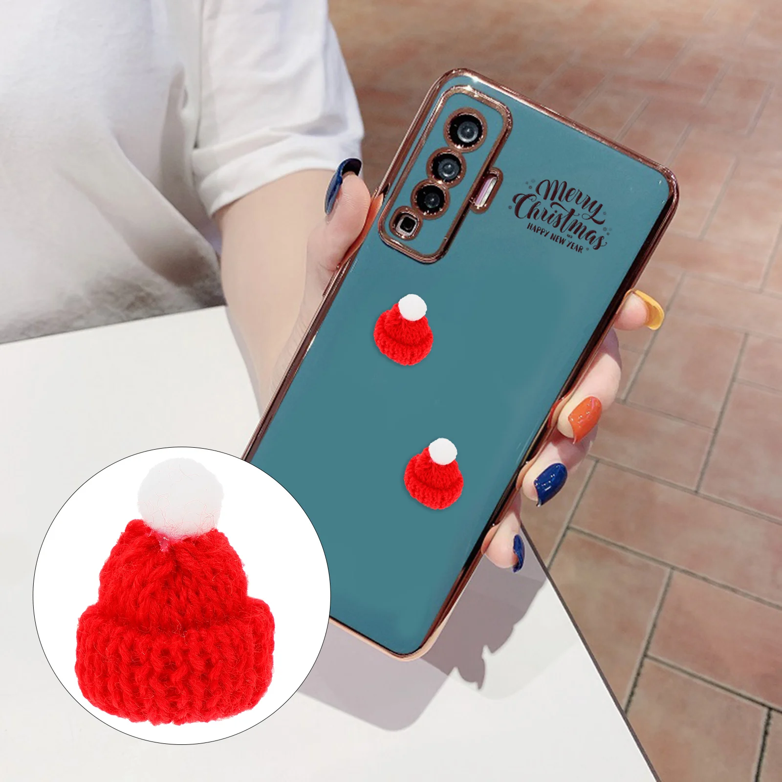 

Christmas Ornaments Santa Hat Xmas Decoration Tiny Christmas Knit Hat for DIY Crafts 10PCS