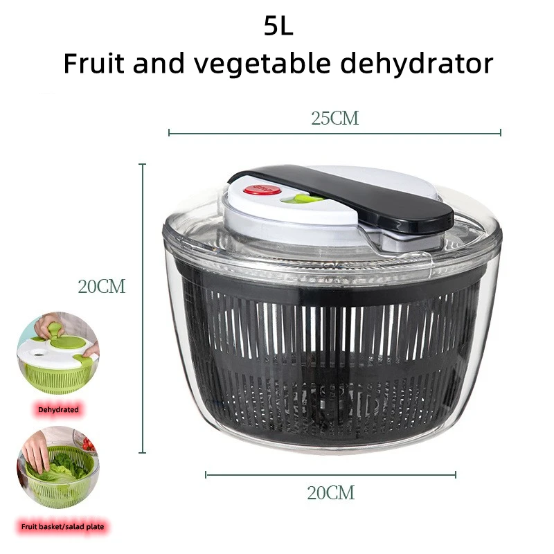 Salad Spinner Dryer,Fruits Drain Basket,Multifunctional Vegetable Washer,Salad Spinners,Kitchen Accessories,Vegetable Dryer 5L