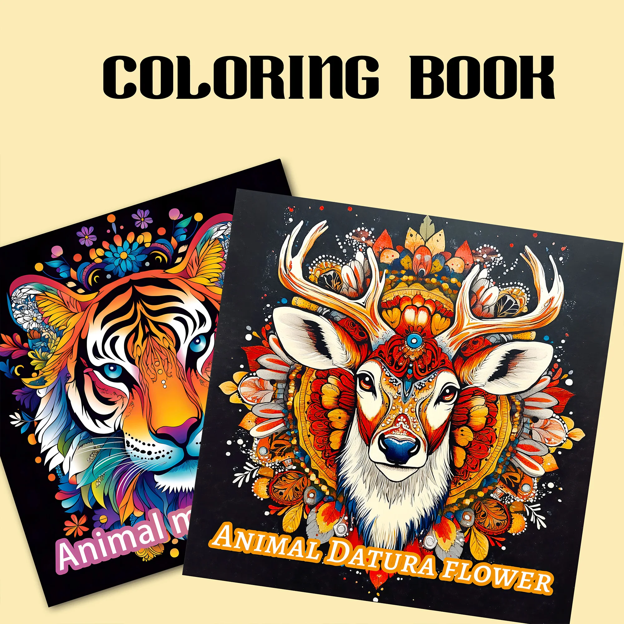 2-Pack Animal Mandala Colouring Book for Adults - Stress Relief and Mind fulness Art Therapy 2