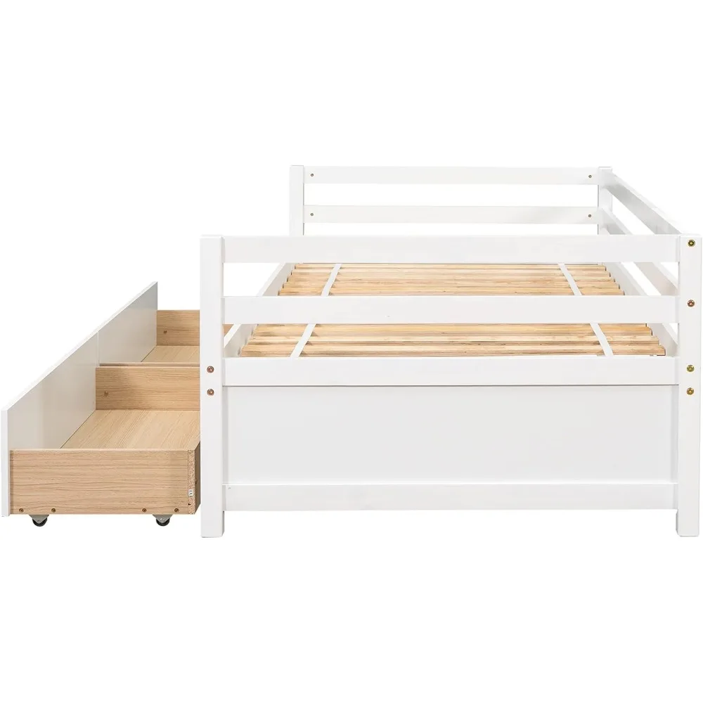 Twin Daybed with 2 Storage Drawers, Wooden Twin Size Daybed Frame, Dual-Use Daybed Sofa Kids Bed for Living Room,Children Room 4