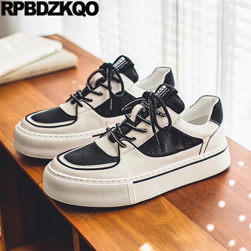 

Shoes Rubber Sole Flats Lace Up Sport Round Toe Men Trainers Waterproof Patchwork Sneakers Skate Multi Colored Athletic Casual