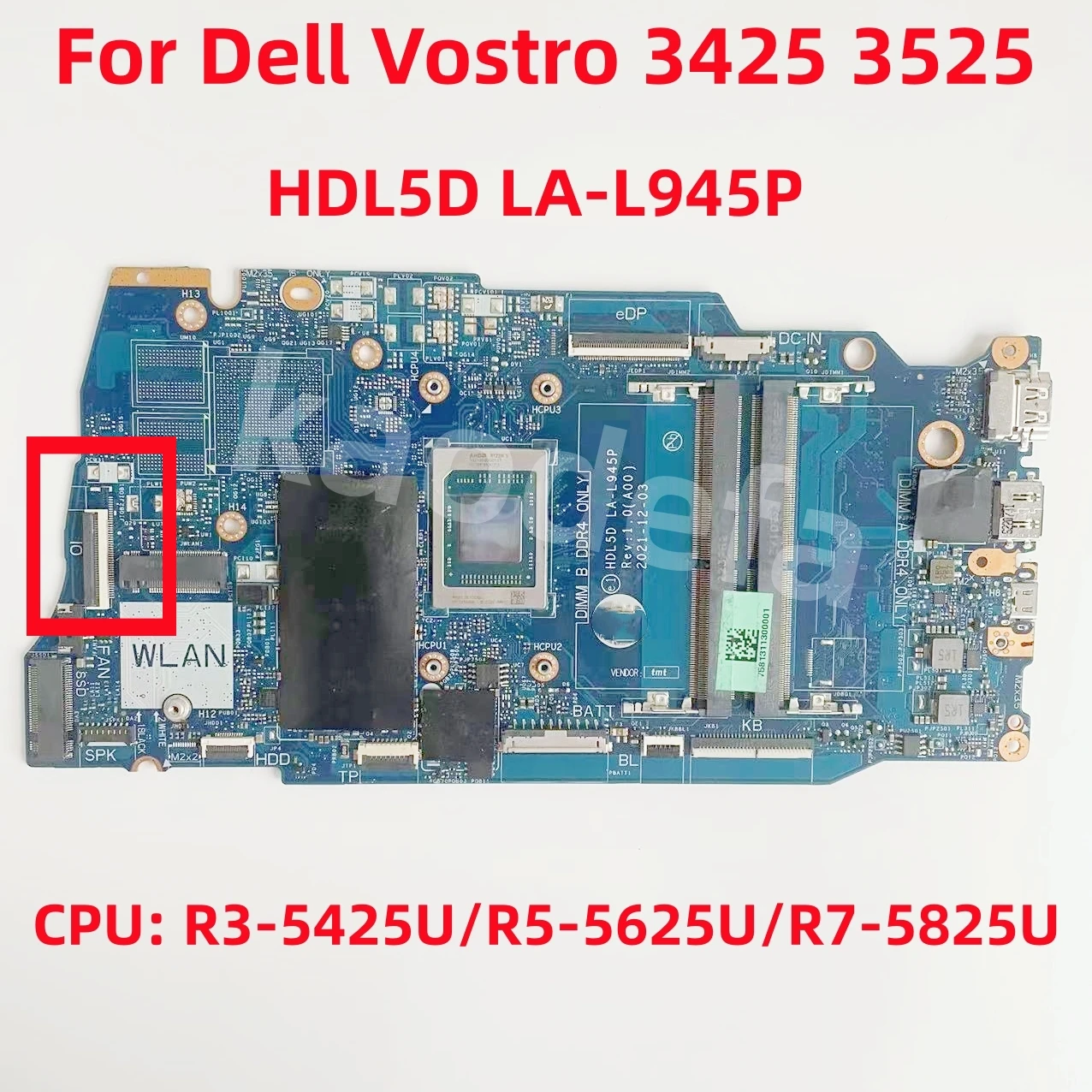LA-L945P For Dell Vostro 3425 3525 Laptop Motherboard CPU