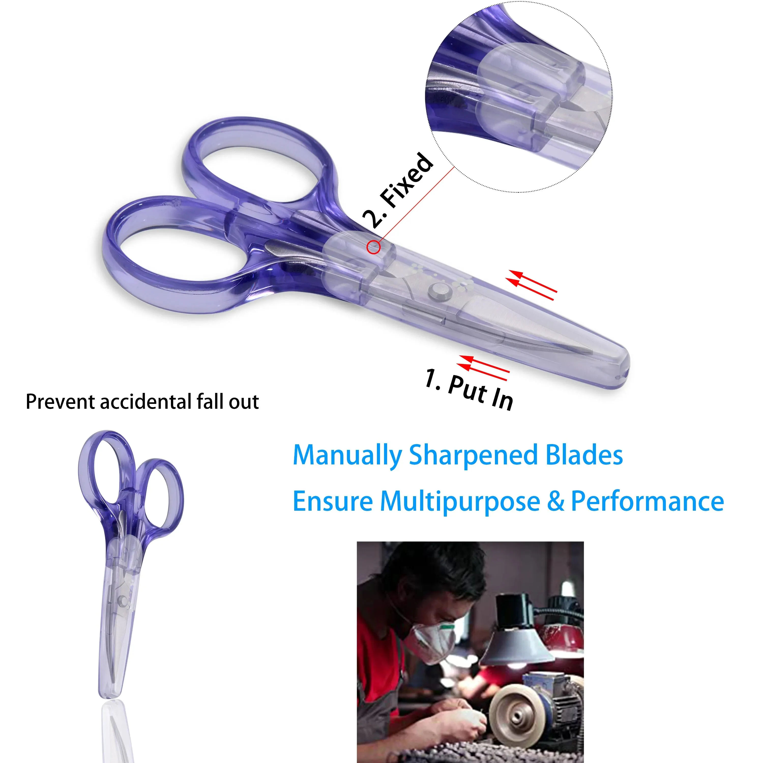 Sewing Scissors Stainless Steel Embroidery Quilting Sewing Knitting Crafting Cross Stich Thread Yarn Fabric Cutting Scissors with Safe Cover