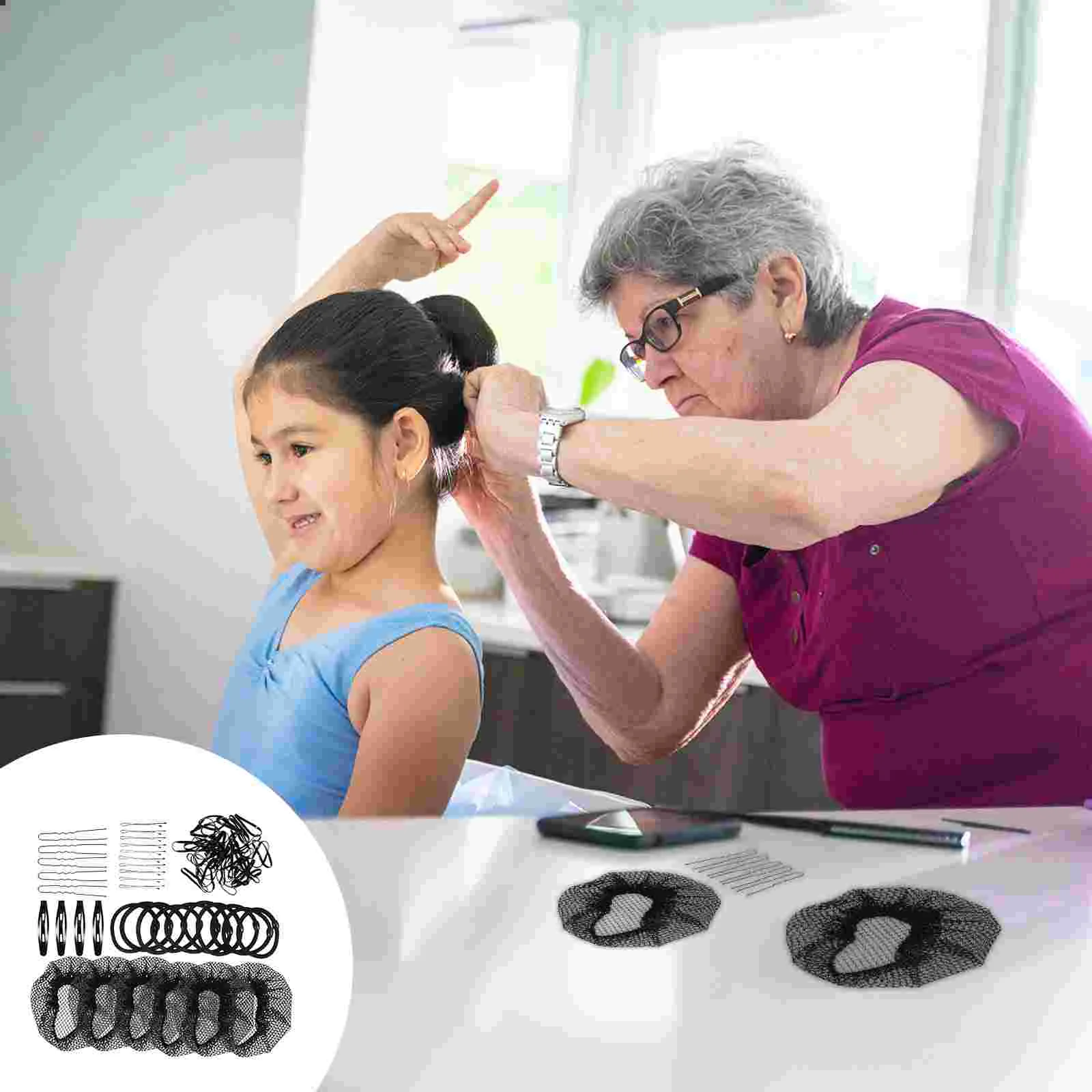 

Donut Updo Hair Accessory Set Breathable Net Mesh Bun Invisible Nets for Elastic Child