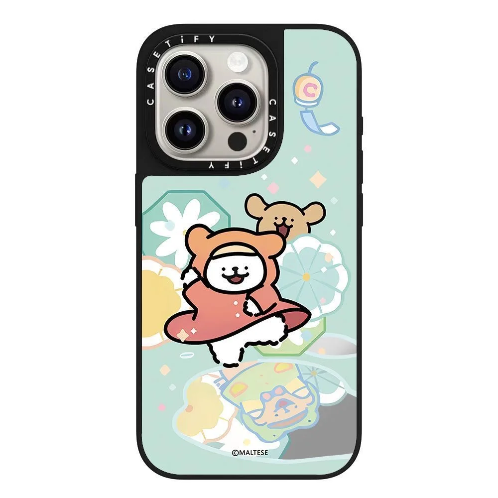 Cute Line Dog Cartoon Mirror Phone Case