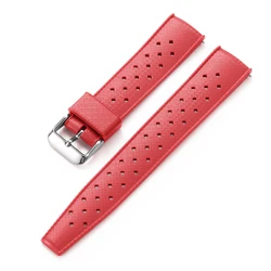 Waterproof Breathable Soft Tropical Silicone Sport Watch Band with Quick Release Mechanism - 22mm (Red)