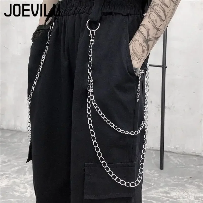 Cargo Pants Suit Short Sleeve Slim Shirt High Waist Chain Sweatpants Two Piece Sets Women's Summer Korean Hip-hop Gothic Outfits 6