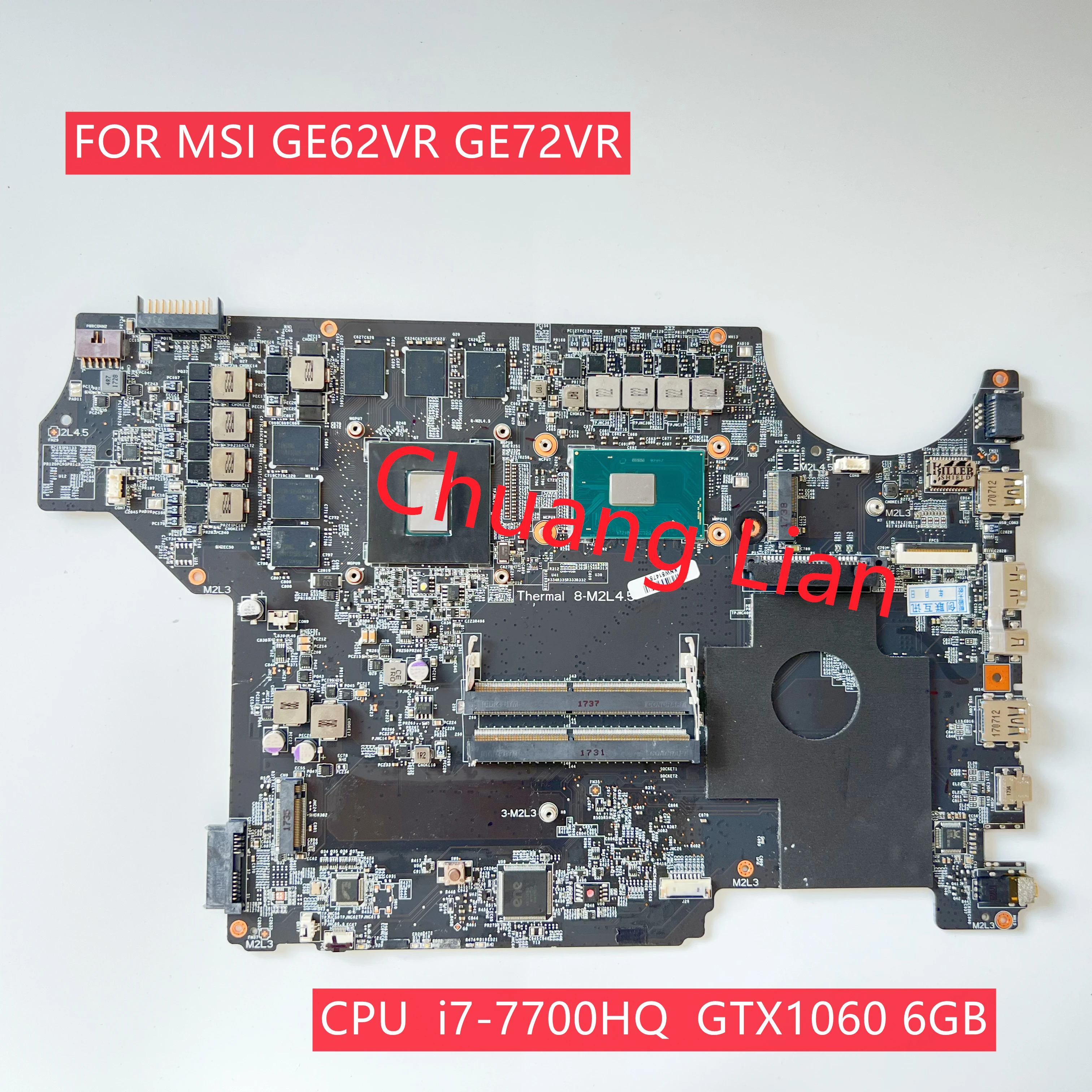 latest computer motherboard FOR MSI GE62VR GE72VR Notebook Motherboard MS-16JB1 VER:1.0 With CPU  i7-7700HQ SR32Q N17E-G1-A1 GTX1060 6GB 100% Fully Tested mother board gaming pc