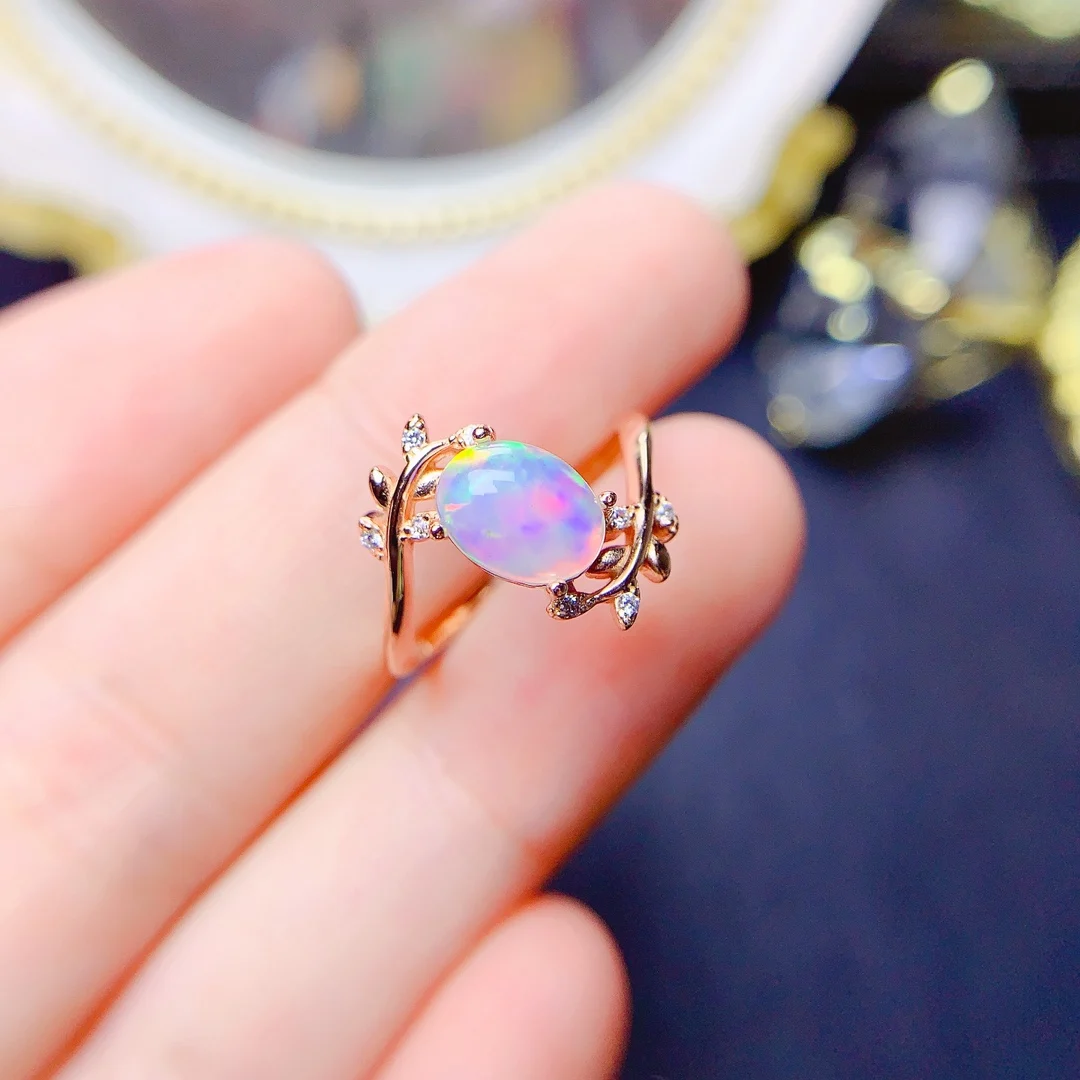 Opal Ring Silver 925 Ring Engagement Rings for Women Luxury
