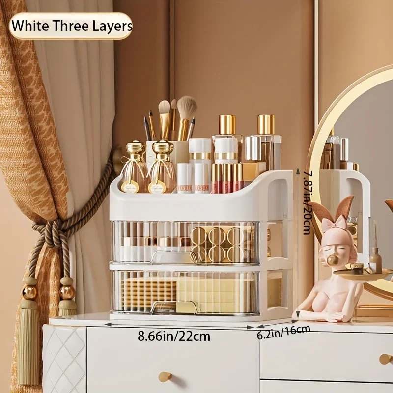 Cosmetic Storage Box Large Capacity Transparent Drawer Jewelry Makeup Storage Box Multi-layer Multi-functional Desktop Organizer 4