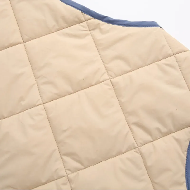 2023 Autumn Winter Women Clothes Plus Size Sleeveless Jacket Casual Curve Block Color O-Neck Double Pocket Warm Quilted Vest