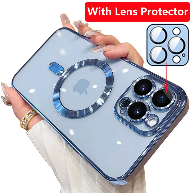 

Ultra Clear Magnetic Circle Magsafing Case For iPhone 15 14 13 12 11 Pro Max XS XR 7 8 Plus iPhone Magnetic Macsafe Cases