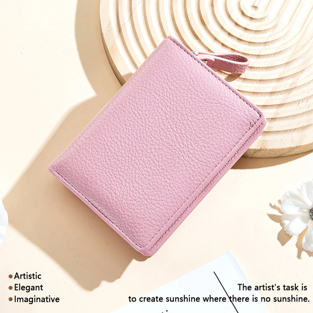 Short Zipper Wallet with Multiple Card Slots, Built-In Coin Pocket, Lychee-Patterned Coin Storage Pouch, Practical and Portable Gift