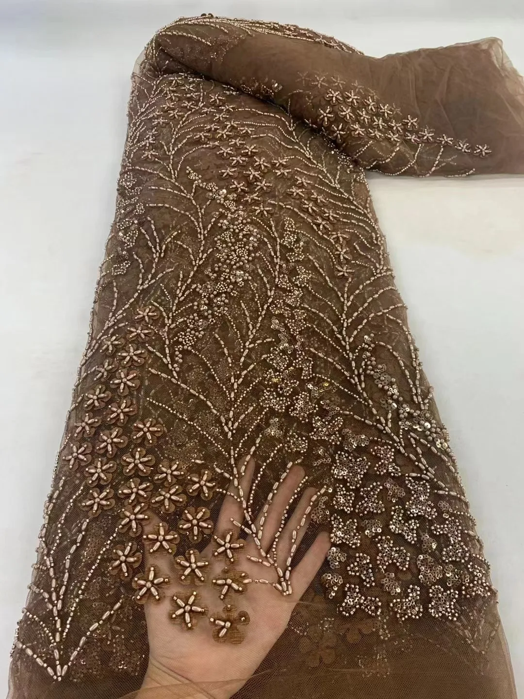 

African French Groom Lace Fabric 2023 High Quality With Beads Sequins Tulle Wedding Dress For Women Nigerian Lace Fabrics Sewing