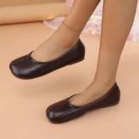Women’s Leather Toe Separator Loafers Flat Comfortable Slip-On Breathable Casual Shoes​