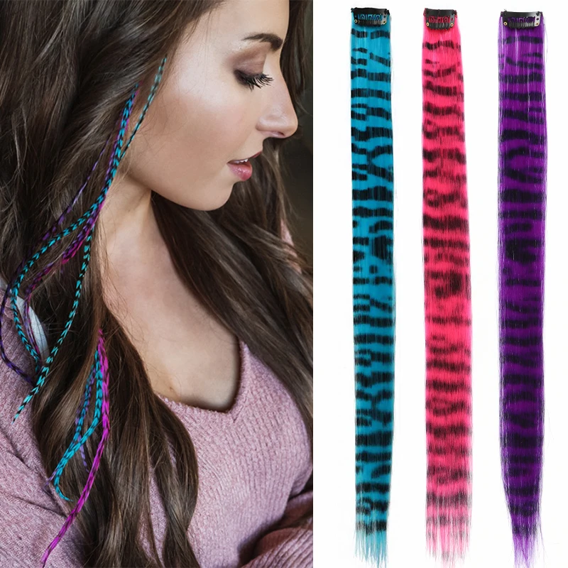 10Packs Synthetisch Multicolor Gekleurde Clip In Veren Hair Extensions 46Cm Meisjes Haarstukje Piano Hair Extensions| | - AliExpress