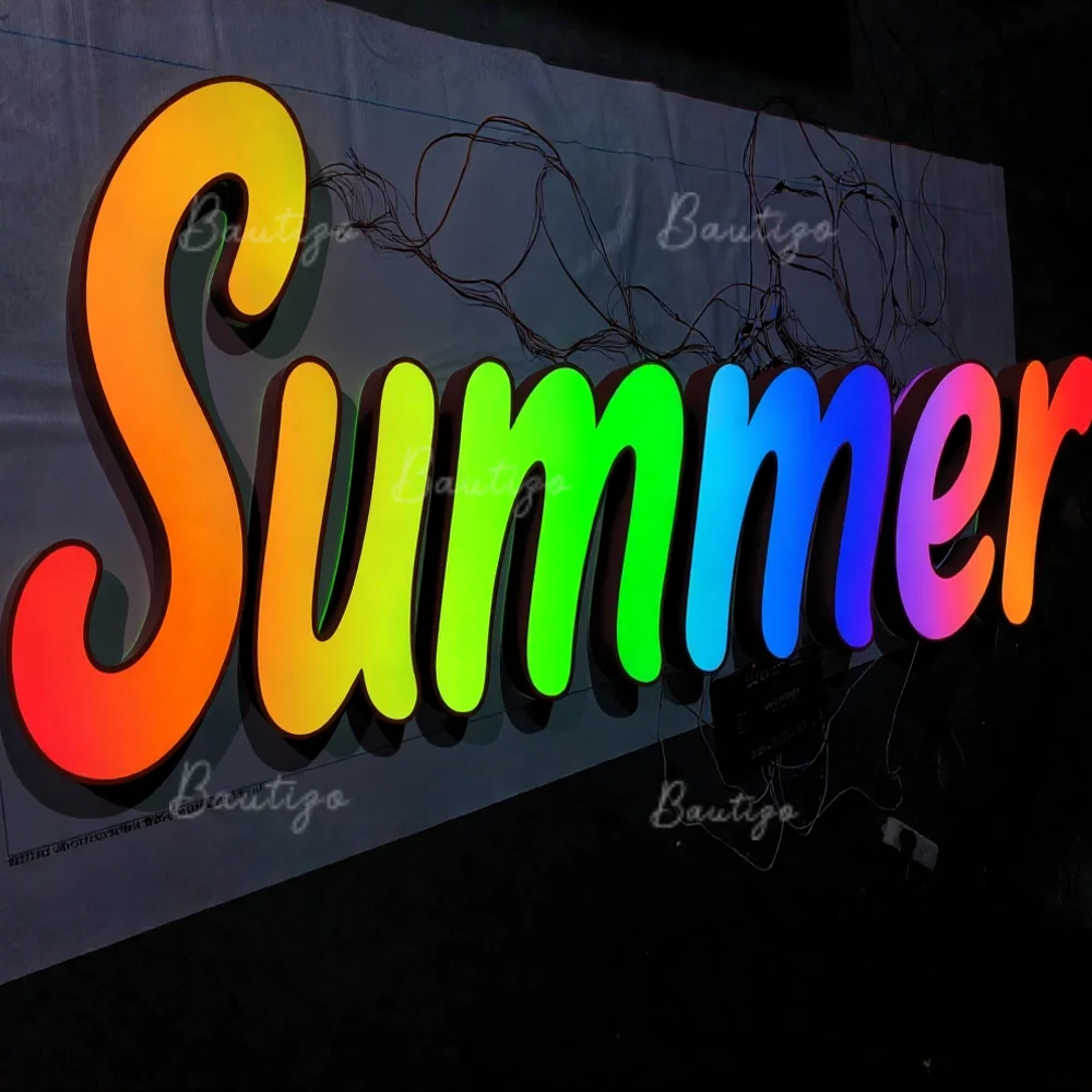 RGB LED Colorful Luminous 3D Letter Signs Acrylic Lights Shop Sign ...