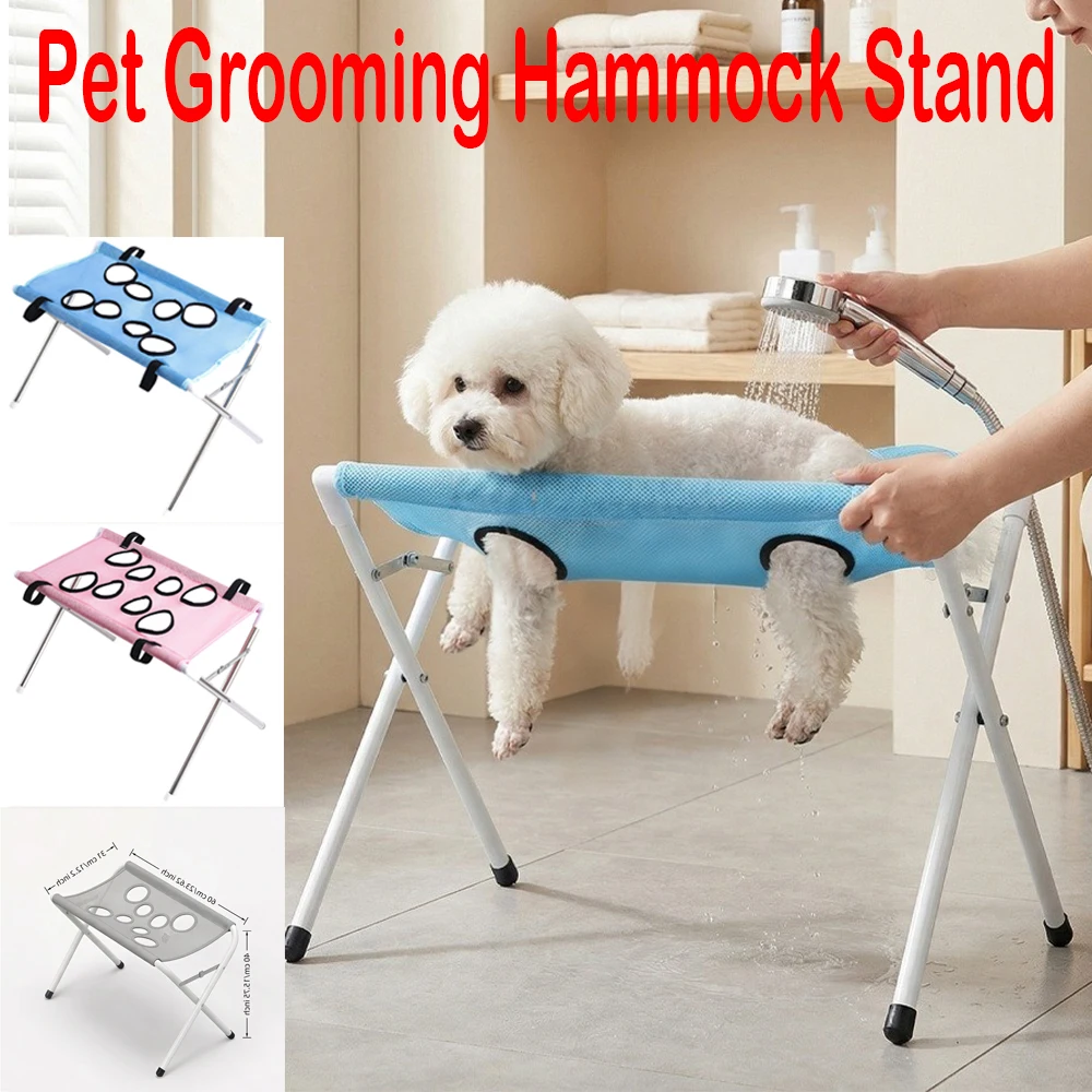 Pet Grooming Hammock Stand Foldable Breathable Bath Rack For Cats_voghion.com