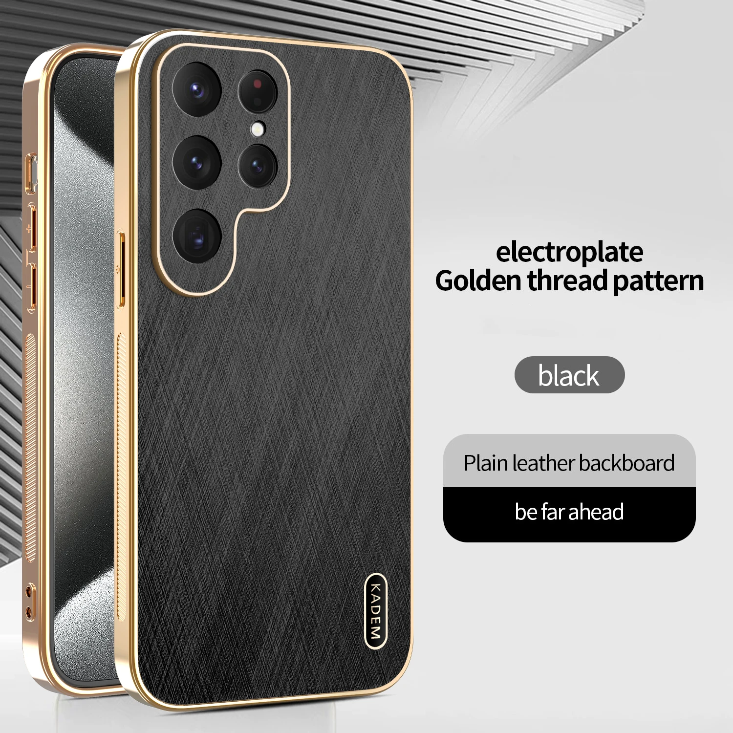Gold Silk Luxury Plating Shockproof PU Leather Phone Case
