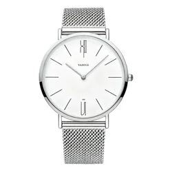 Men's Minimalist Ultra - Thin Quartz Watch with Metal Mesh Band (Silver)