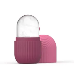 Silicone Ice Ball Face Massager for Contouring and Skin Care Therapy (Rose red)
