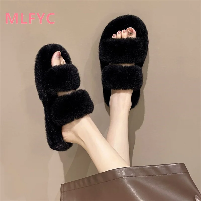 Autumn New Thick Sole Warm Slippers for Women's Outwear Fashion Women's Shoes for Indoor Use