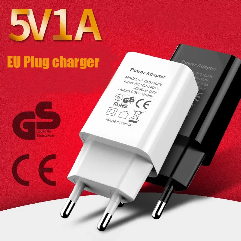 Compact 5V 1A USB Wall Charger with EU Plug - Universal Travel Adapter