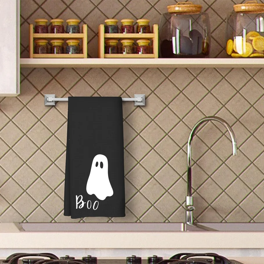 Black Ghost Boo Halloween Kitchen & Hand Towel 3
