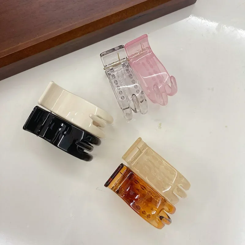 1 pinza para coleta alta, de plástico transparente, mini pinza para el cabello, para mujeres, niñas y niños, accesorios de peinado, tamaño pequeño, color negro y marrón._voghion.com