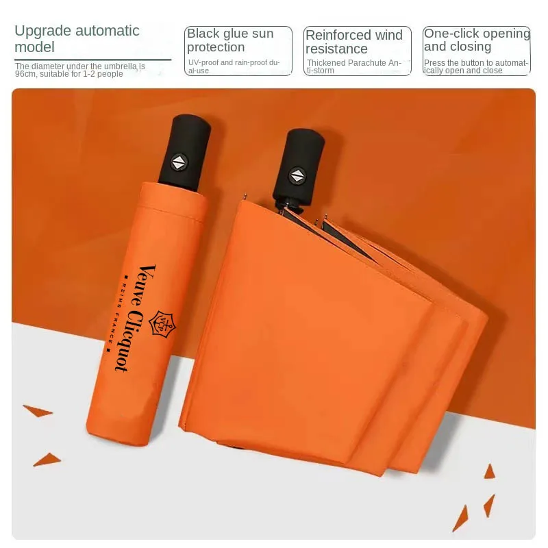 Veuve Clicquot 8rib Travel Umbrella Rainproof Travel Umbrella Multicolor Windproof Automatic Opening and Closing