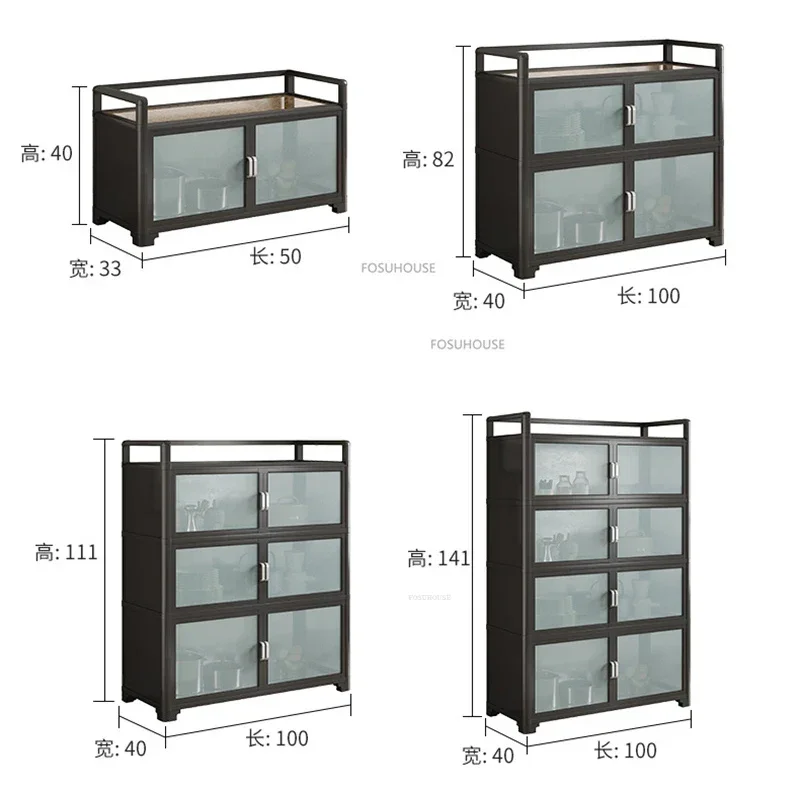 Nordic Aluminum Alloy Kitchen Cabinets for Kitchen Furniture Storage Cabinet Multifunction Upscale Multilayer Household Cupboard 6