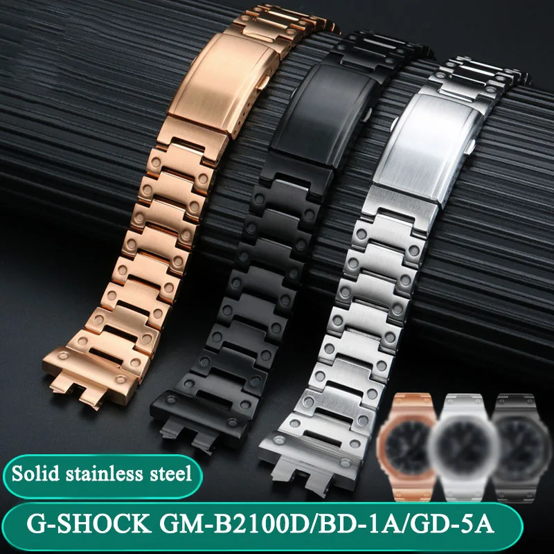 Nuovo Cinturino Per Orologio In Acciaio Inossidabile Solido Nero 26X14Mm Per G-Shock Casio Gm-B2100D/Bd-1A/Gd-5A Cinturino In Metallo Modificato