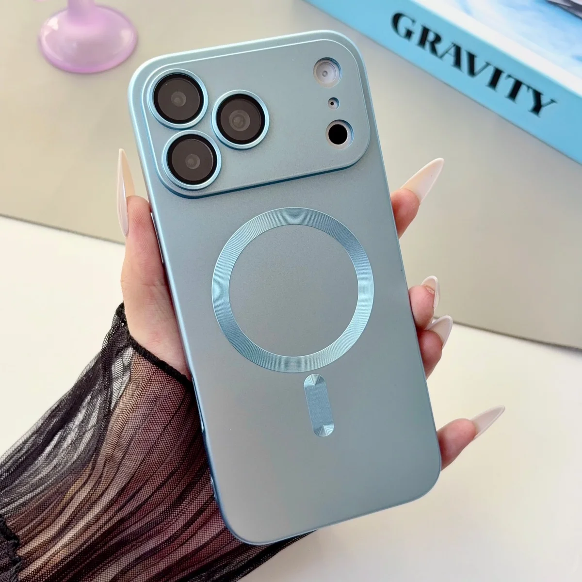 Metallic Magnetic Soft Case with Lens Protection and Wireless Charging Compatibility