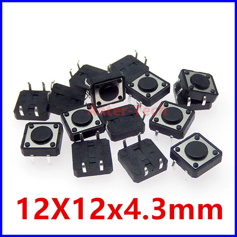 Tactile Button Caps 20PCS Tactile Tact Mini Push Button Switch Micro switch 12x12 12*12*4.3mm 5mm 6 7 8 9 10 11 12 mm 4Pinc tact switch