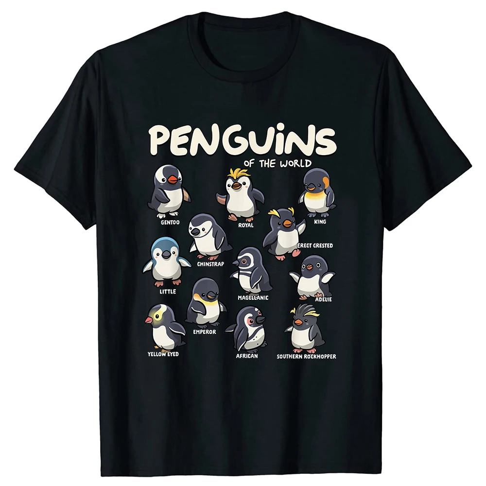 Pinguin-Tiere der Welt Unisex Reines Baumwoll-Streetwear-T-Shirt Humor-T-Shirt Locker Sitzende Kleidung für Männer und Frauen Kurzarm