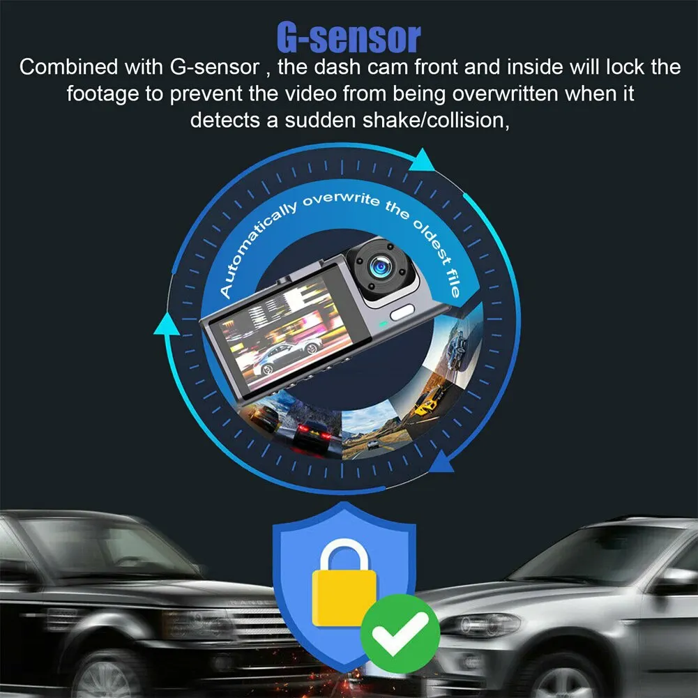 3-lens ultra-high-definition driving recorder with built-in WIFI and GPS