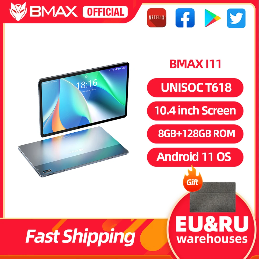 BMAX i11 10.4 inch Android 11 Phone Call Tablet 2000x1200 T618 Octa Core  8GB RAM 128GB ROM 4G Network Tablets PC Dual Wifi GPS