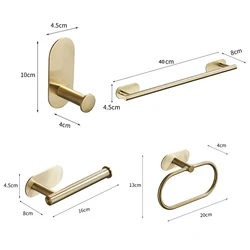 Elegant Gold Bathroom Accessories Set - Toilet Paper Holder, Towel Rack, and Robe Hook (No Drilling Required) (Gold 4PCS Sets)