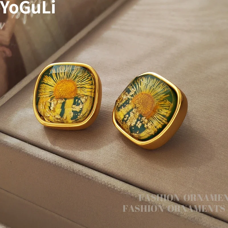 Trendy Jewelry Vintage Temperament Flower Earrings For Women Fashion Accessories