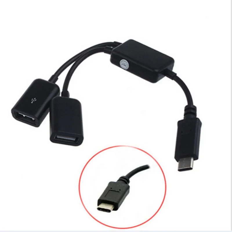 

Type C to 2 OTG Dual Port HUB Cable Y Splitter for Tablet Android Mouse Keyboard Type-C Adapter Converter
