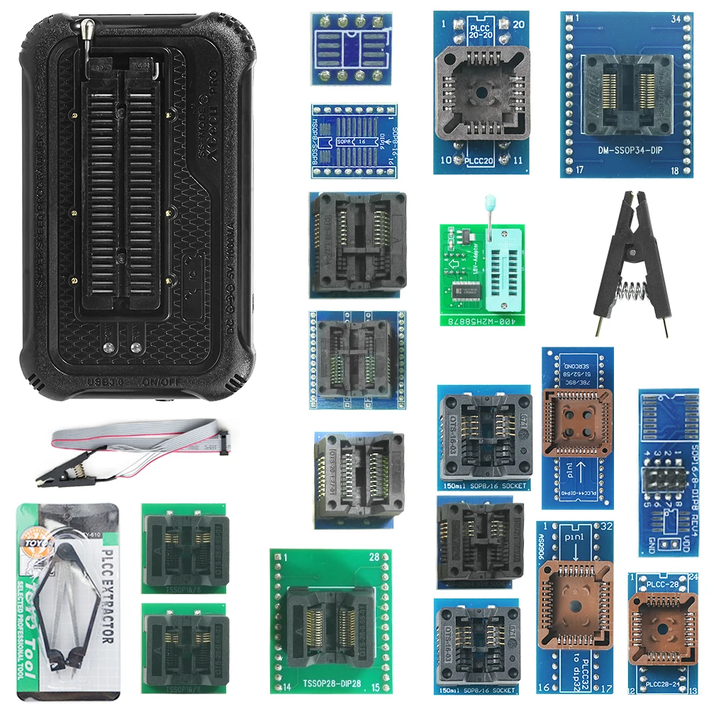 XGECU T48 USB 범용 미니 프로그래머 + 22개 어댑터 표준 BIOS 낸드 플래시 24 93 25 MCU