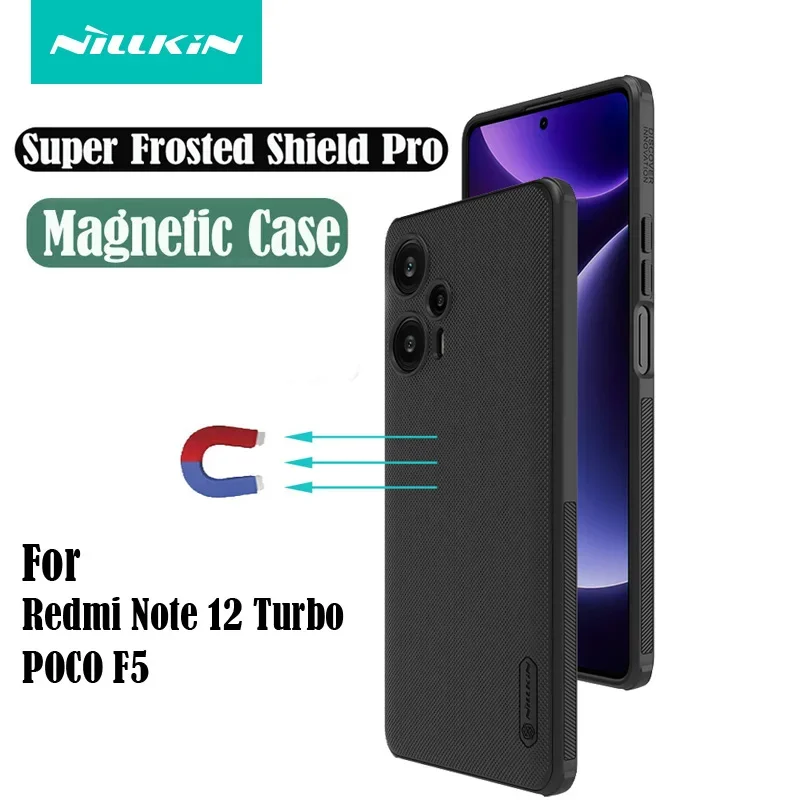 

For Xiaomi Redmi Note 12 Turbo Case Nillkin Super Frosted Shield Pro Magnetic Suction Hard PC + TPU Matte Back Cover for POCO F5