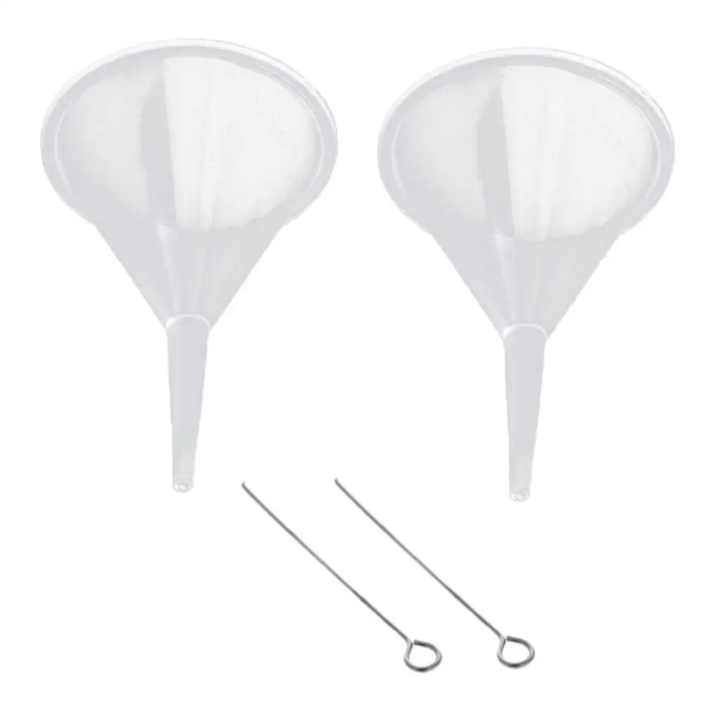 Description Picture 5 of item2x Narrow Neck Transparent Plastic Filler Funnel Kitchen Gadget powder spice liquor vape juice colored glass set