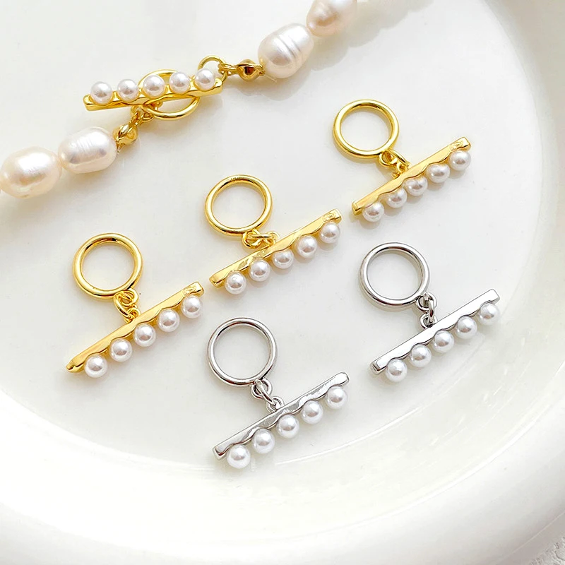 

2 Pieces Copper Coated Gold Sticker Pearl OT Connection Buckle DIY Jewelry Charm Making Necklace Bracelet Accessories Materials