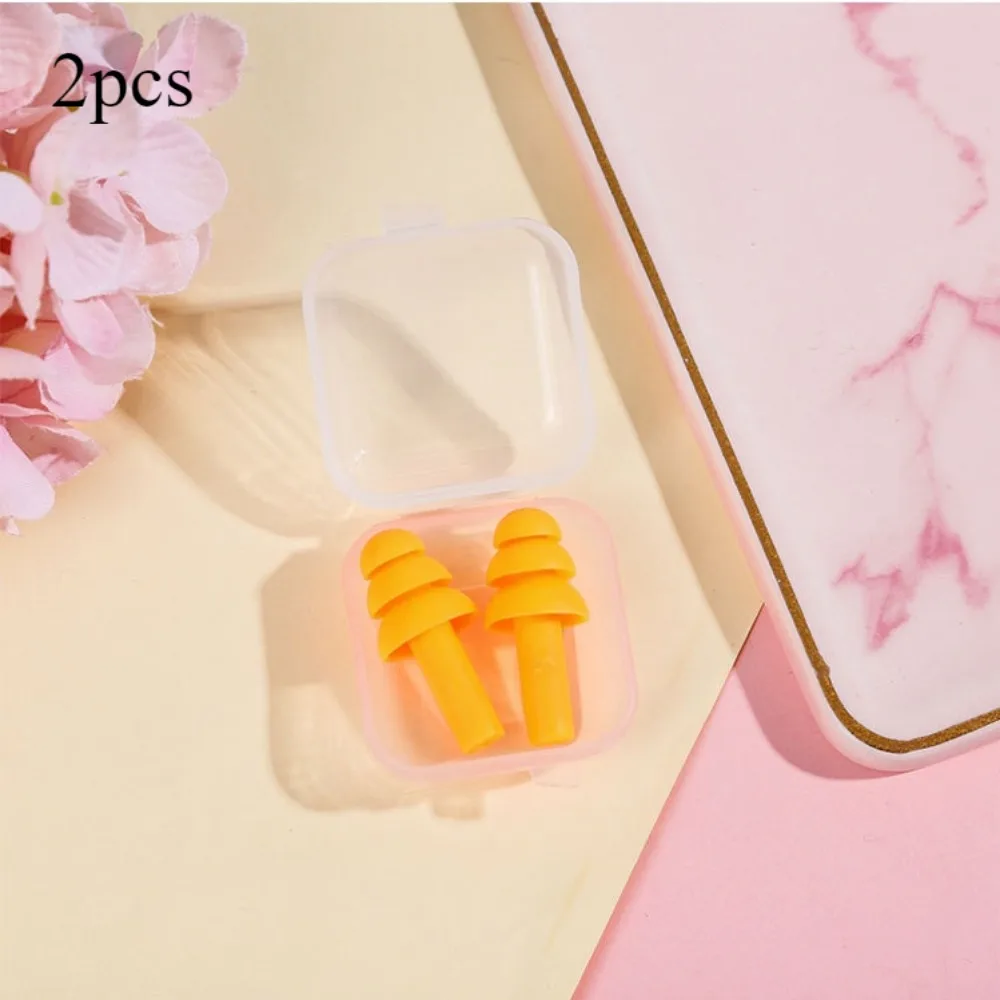 2pcs Soft Ear Plug Waterproof Comfort Colorful Silicone Earplugs Ear Protection Sound Insulation Anti-Noise for Sleep Swimming