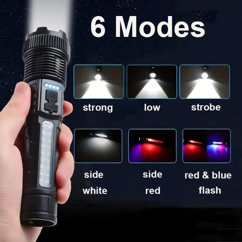 Lampe Torche Puissante Générique Lampe Torche LED Puissante étanche - Zoom Réglable - Pour Sport, Vélo, Camping - Neuf Lampe Torche Led Ultra Puissante