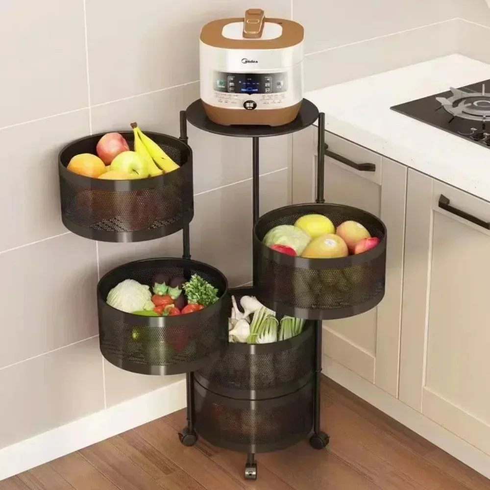 Circular Kitchen Storage Rack Multi-Layer Vegetable Basket Round Kitchen Rotating Storage Rack Circular