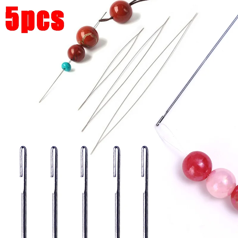

5Pcs Beading Needles Pins Needle Beads Barb Bracelet Necklace DIY Jewelry Making Tools Equipments Handmade Beaded Threading Pin